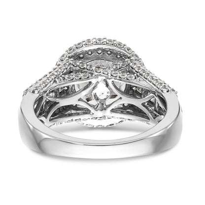 14KW Round Simulated Diamond Double Halo Engagement Ring