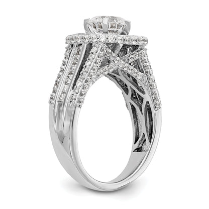 14KW Round Simulated Diamond Double Halo Engagement Ring