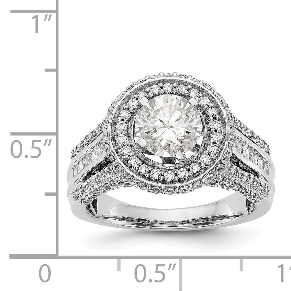 14KW Round Simulated Diamond Double Halo Engagement Ring