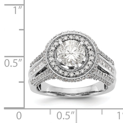 14KW Round Simulated Diamond Double Halo Engagement Ring