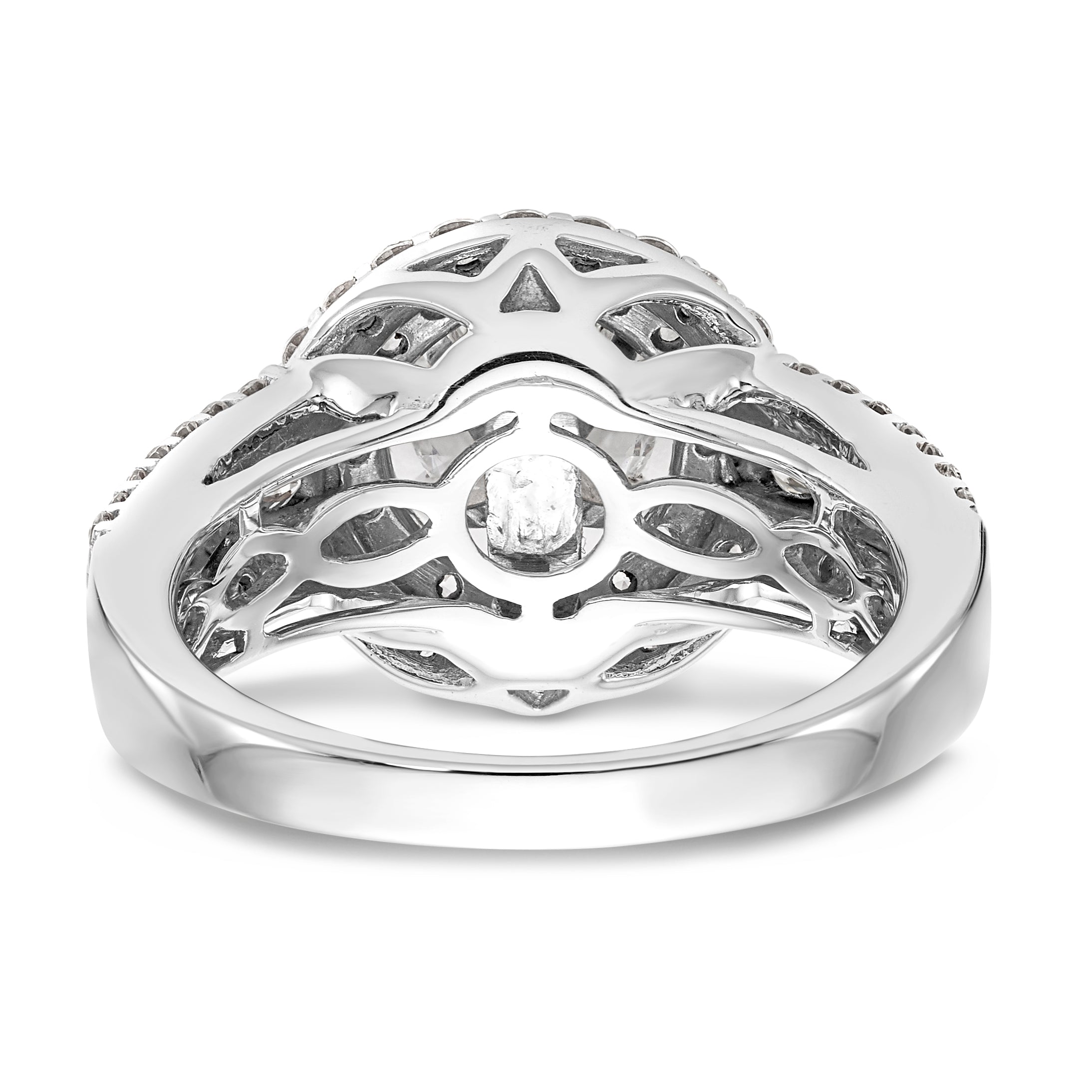 14KW Round Simulated Diamond Double Halo Engagement Ring