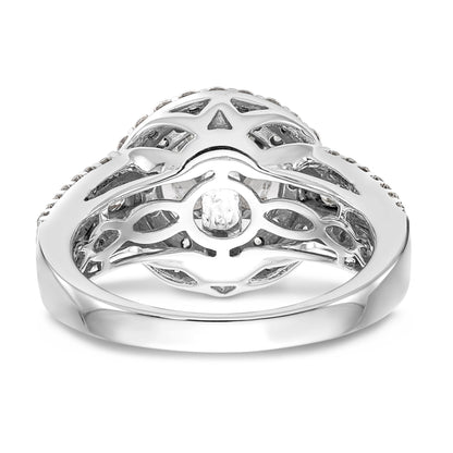 14KW Round Simulated Diamond Double Halo Engagement Ring