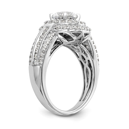 14KW Round Simulated Diamond Double Halo Engagement Ring