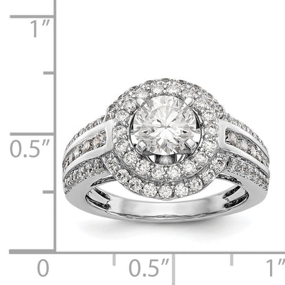 14KW Round Simulated Diamond Double Halo Engagement Ring