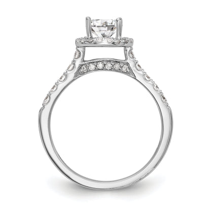 14K White Gold Round Simulated Diamond Halo Engagement Ring