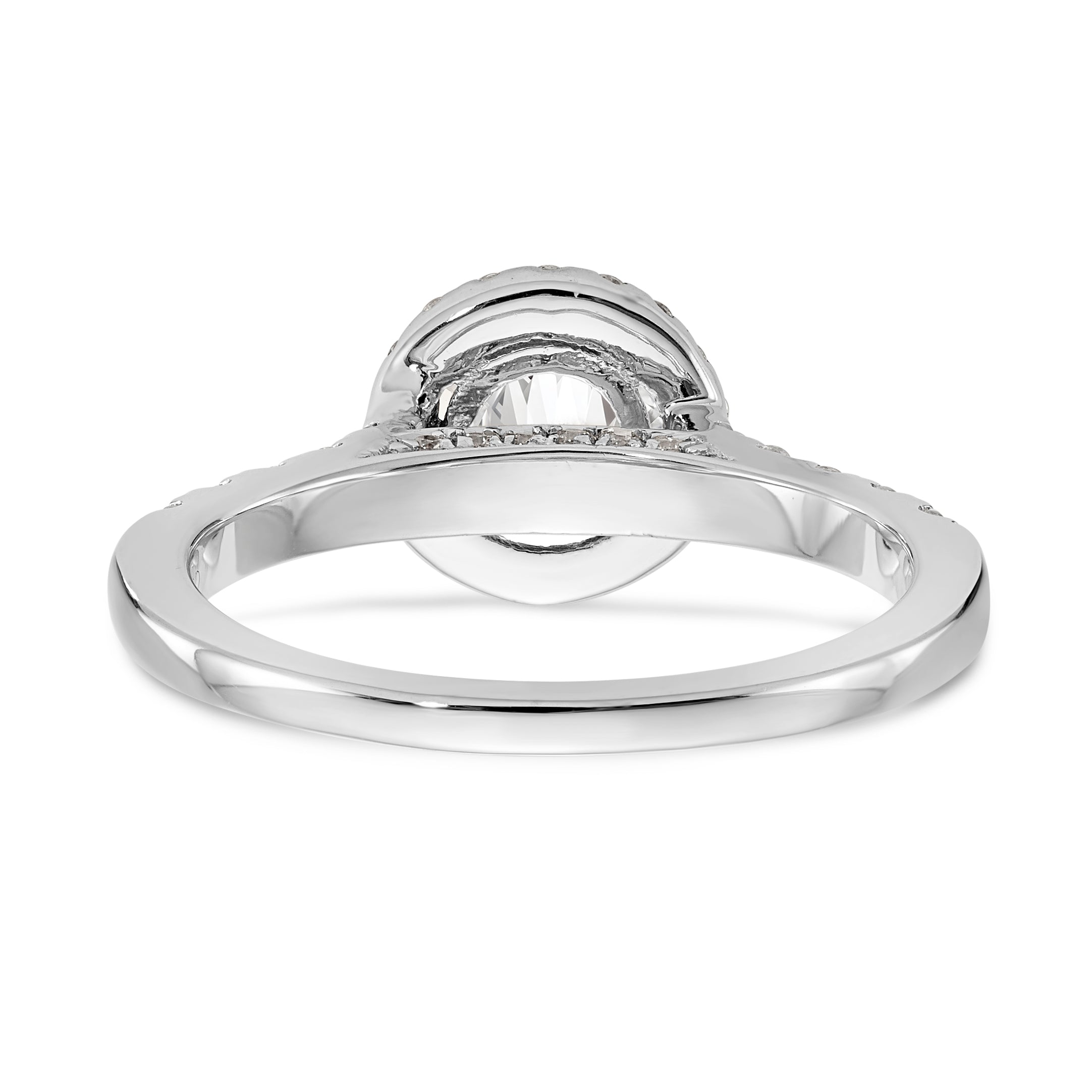 14K White Gold Round Simulated Diamond Halo Engagement Ring