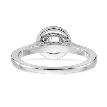 14K White Gold Round Simulated Diamond Halo Engagement Ring