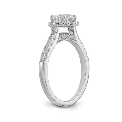 14K White Gold Round Simulated Diamond Halo Engagement Ring