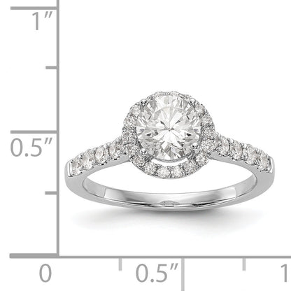 14K White Gold Round Simulated Diamond Halo Engagement Ring