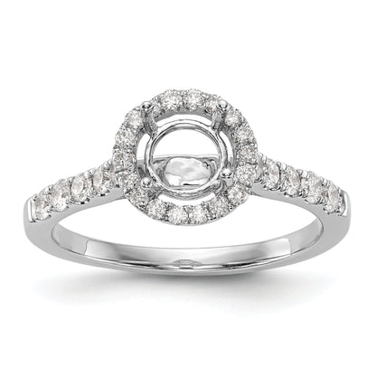 14K White Gold Round Simulated Diamond Halo Engagement Ring