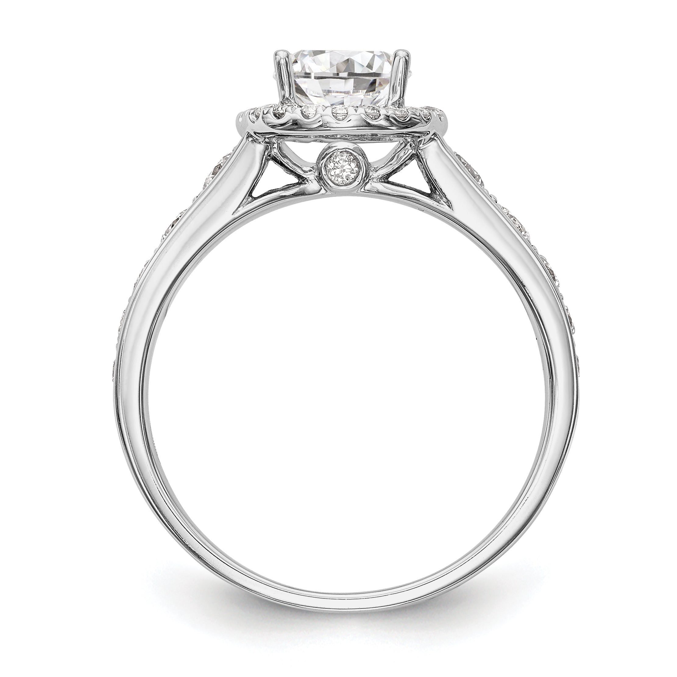 14K White Gold Round Simulated Diamond Halo Engagement Ring