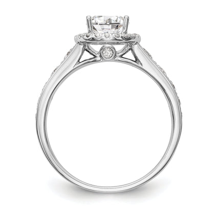 14K White Gold Round Simulated Diamond Halo Engagement Ring