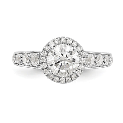 14K White Gold Round Simulated Diamond Halo Engagement Ring