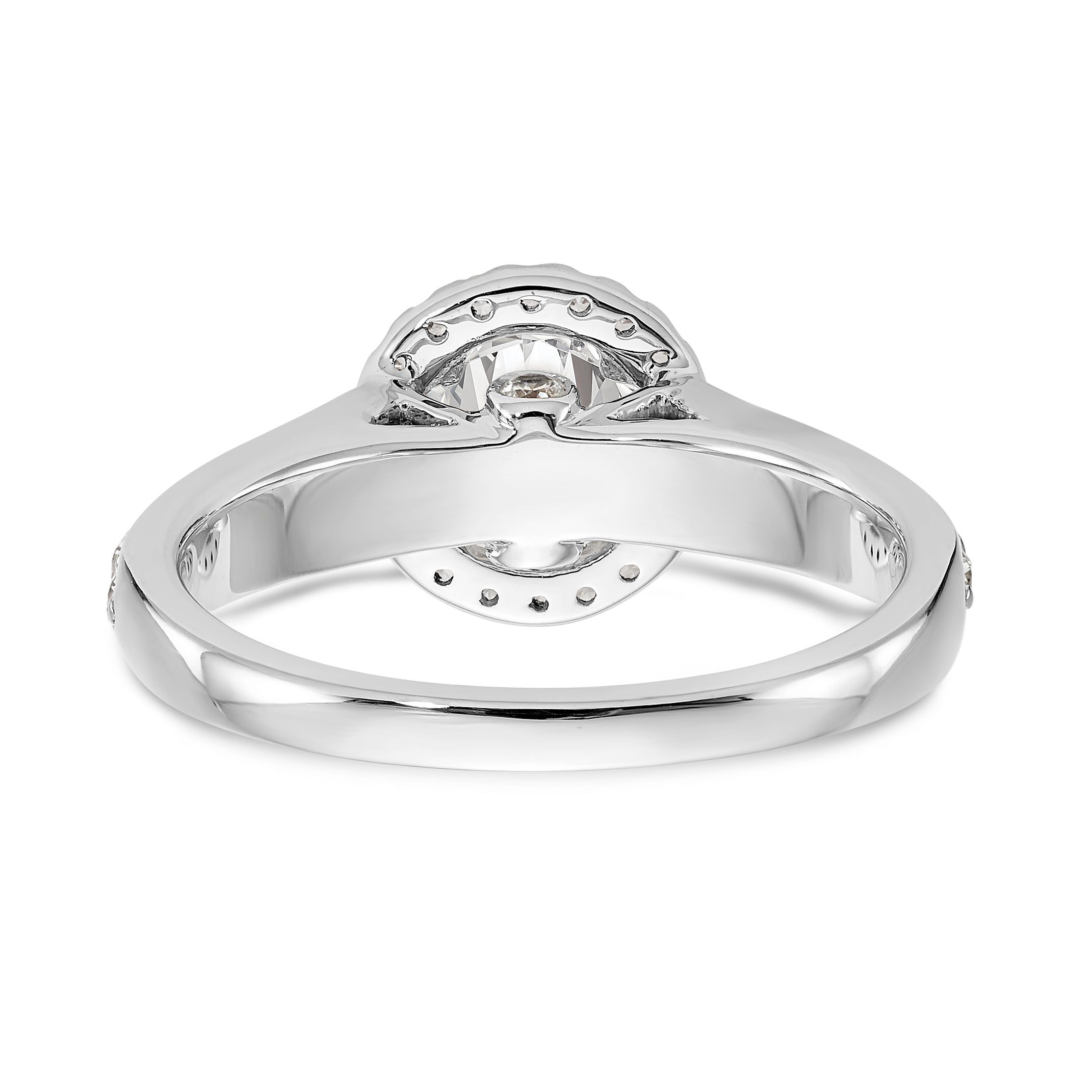 14K White Gold Round Simulated Diamond Halo Engagement Ring