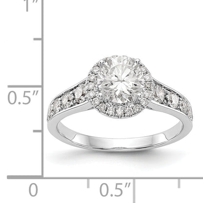 14K White Gold Round Simulated Diamond Halo Engagement Ring