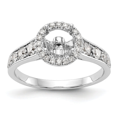 14K White Gold Round Simulated Diamond Halo Engagement Ring