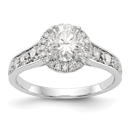 14K White Gold Round Simulated Diamond Halo Engagement Ring