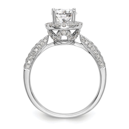 14K White Gold Round Simulated Diamond Halo Engagement Ring