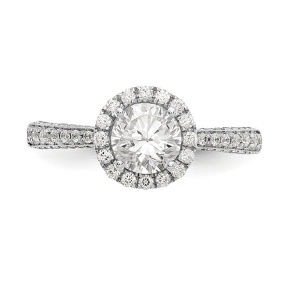 14K White Gold Round Simulated Diamond Halo Engagement Ring