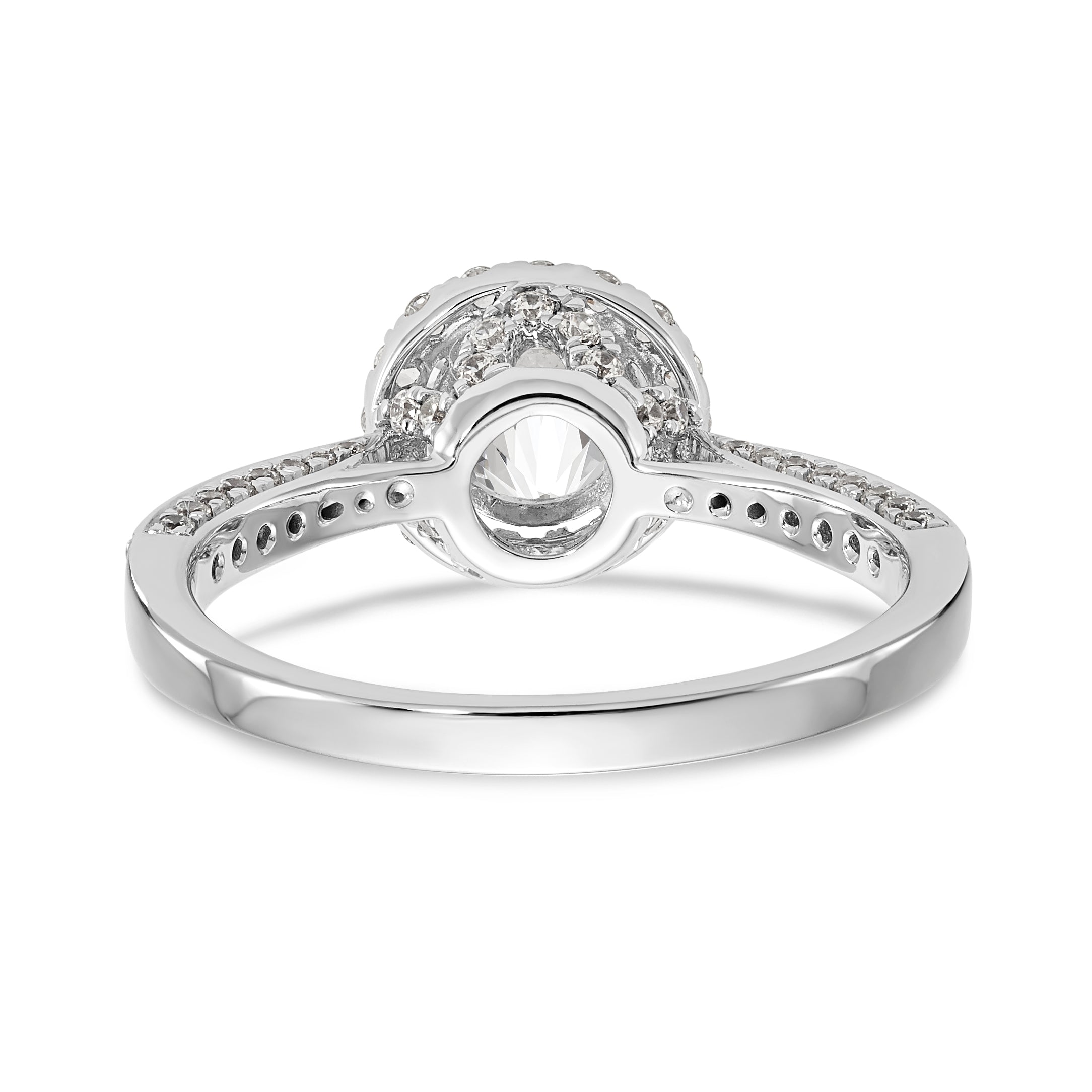 14K White Gold Round Simulated Diamond Halo Engagement Ring