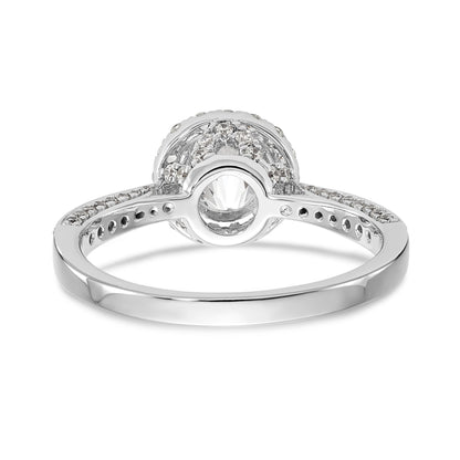 14K White Gold Round Simulated Diamond Halo Engagement Ring