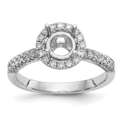 14K White Gold Round Simulated Diamond Halo Engagement Ring
