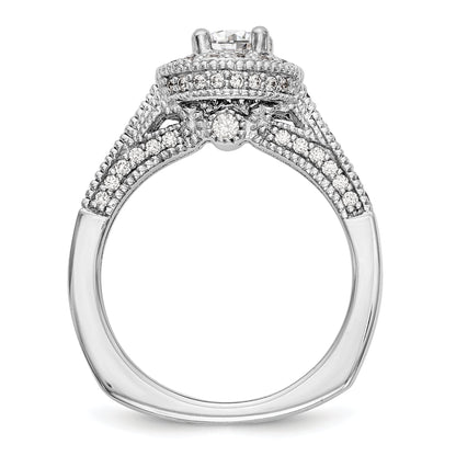 14K White Gold Round Simulated Diamond Halo Engagement Ring