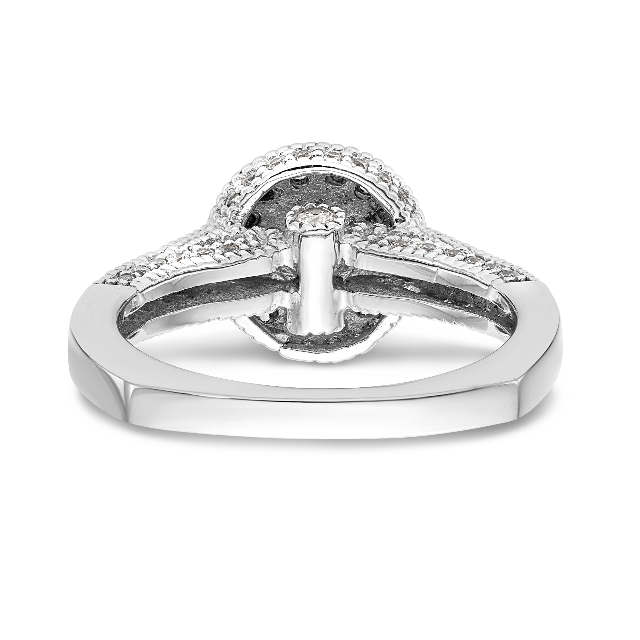 14K White Gold Round Simulated Diamond Halo Engagement Ring
