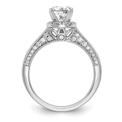 14K White Gold Round Simulated Diamond Halo Engagement Ring