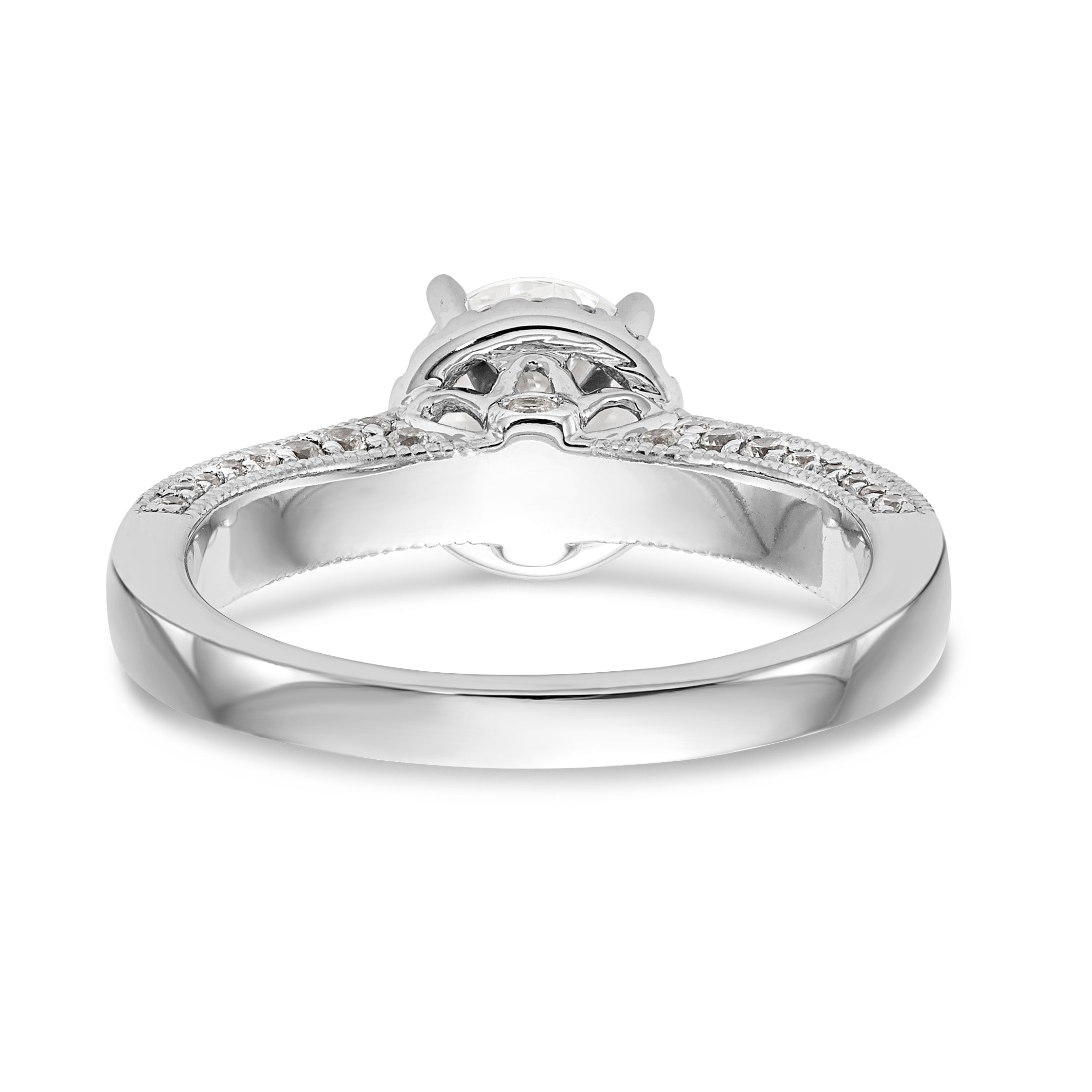 14K White Gold Round Simulated Diamond Halo Engagement Ring