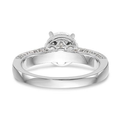14K White Gold Round Simulated Diamond Halo Engagement Ring