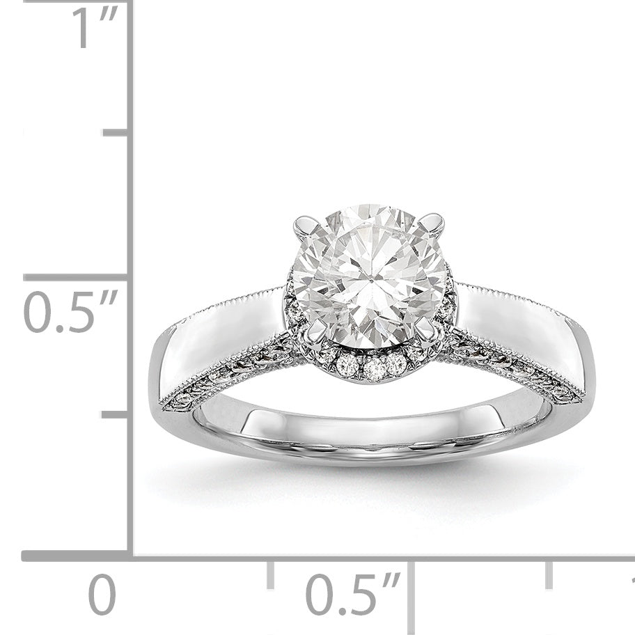14K White Gold Round Simulated Diamond Halo Engagement Ring