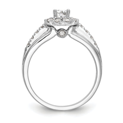 14K White Gold Round Simulated Diamond Halo Engagement Ring