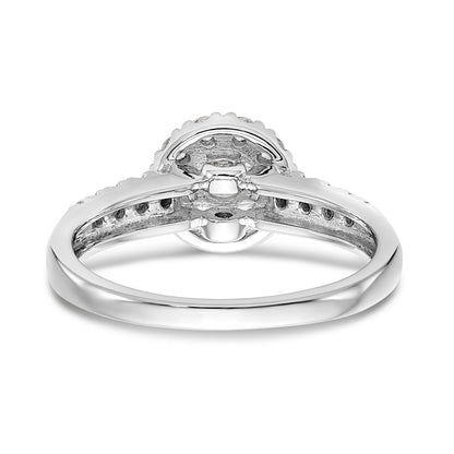 14K White Gold Round Simulated Diamond Halo Engagement Ring