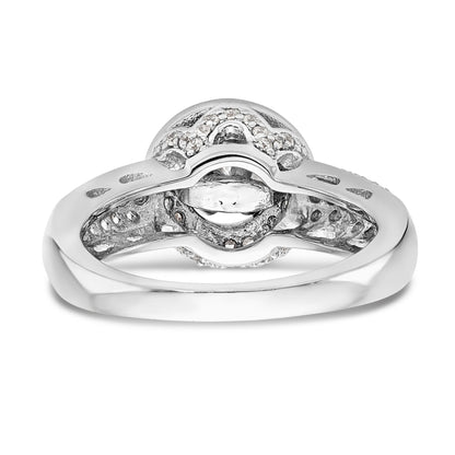 14K White Gold Round Simulated Diamond Halo Engagement Ring