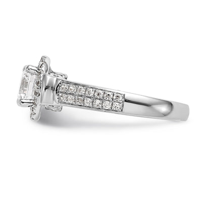 14K White Gold Round Simulated Diamond Halo Engagement Ring
