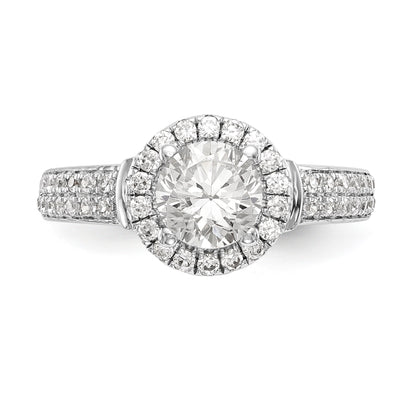 14K White Gold Round Simulated Diamond Halo Engagement Ring