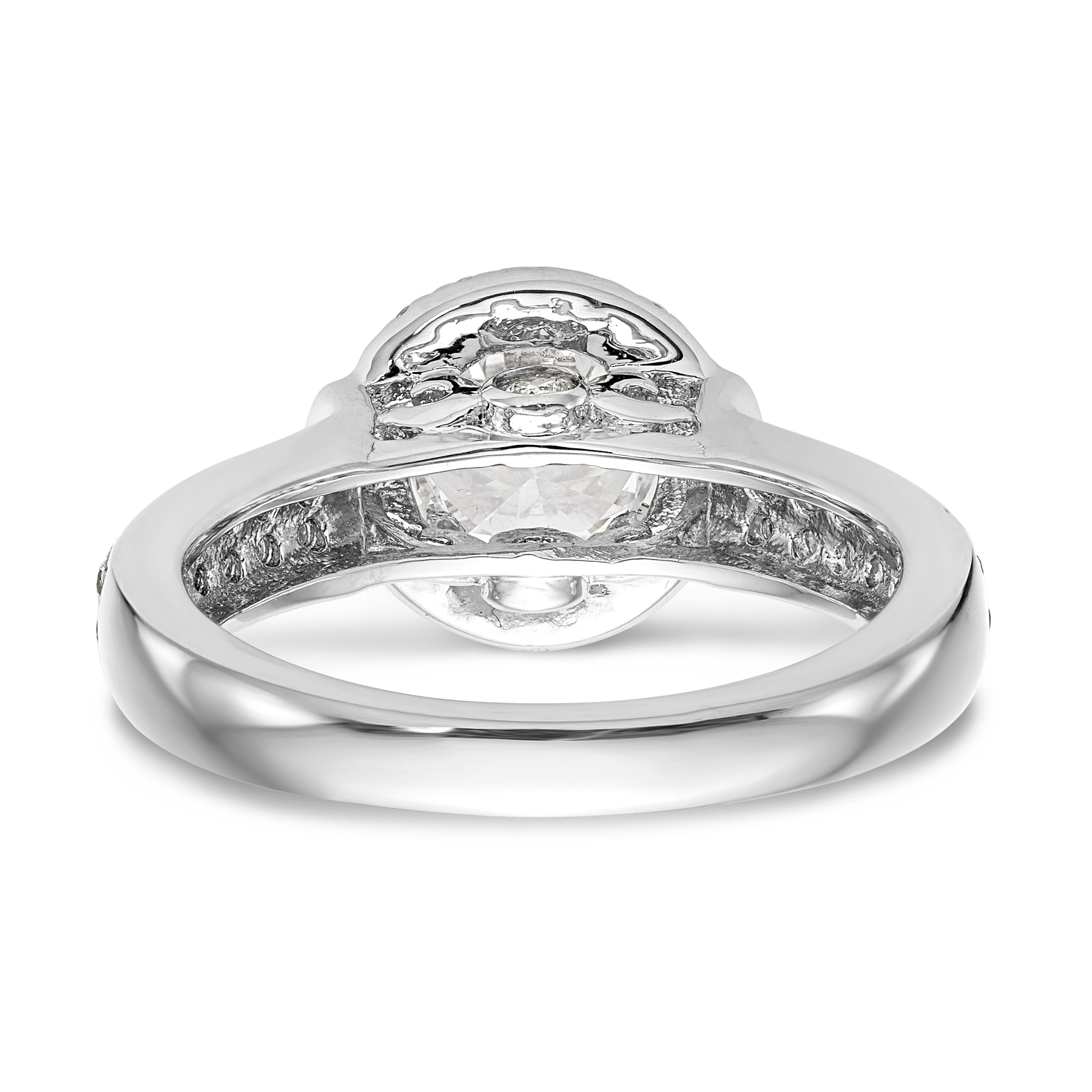 14K White Gold Round Simulated Diamond Halo Engagement Ring