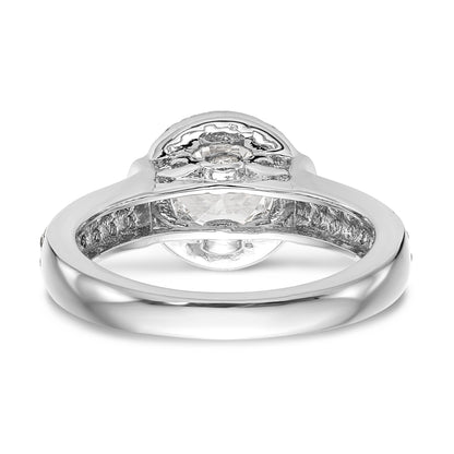 14K White Gold Round Simulated Diamond Halo Engagement Ring