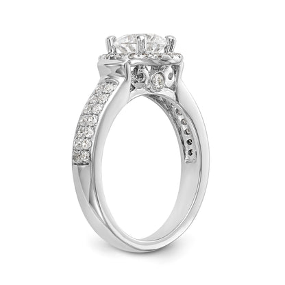 14K White Gold Round Simulated Diamond Halo Engagement Ring