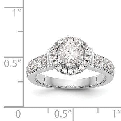 14K White Gold Round Simulated Diamond Halo Engagement Ring