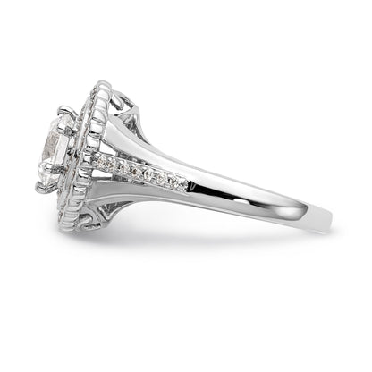 14KW Round Simulated Diamond Double Halo Engagement Ring