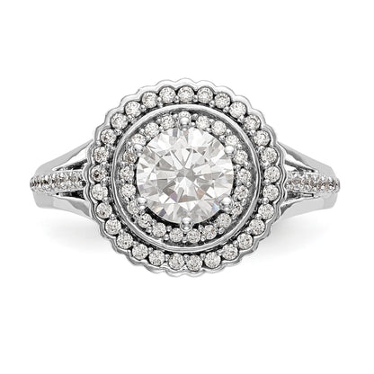14KW Round Simulated Diamond Double Halo Engagement Ring