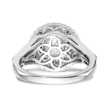 14KW Round Simulated Diamond Double Halo Engagement Ring