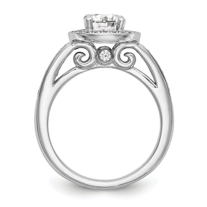 14K White Gold Round Simulated Diamond Halo Engagement Ring