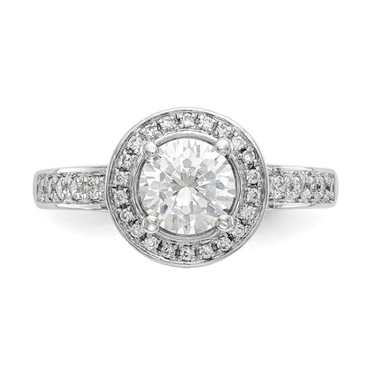 14K White Gold Round Simulated Diamond Halo Engagement Ring