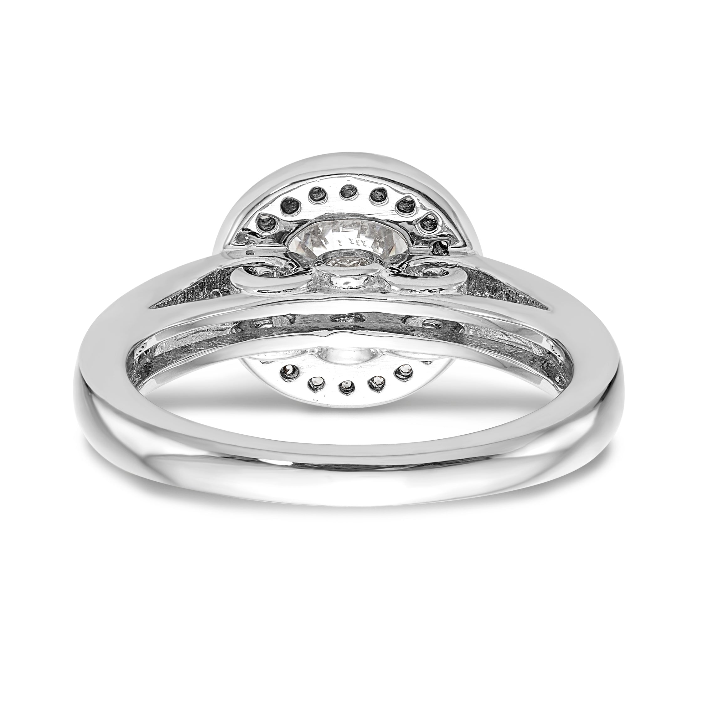 14K White Gold Round Simulated Diamond Halo Engagement Ring