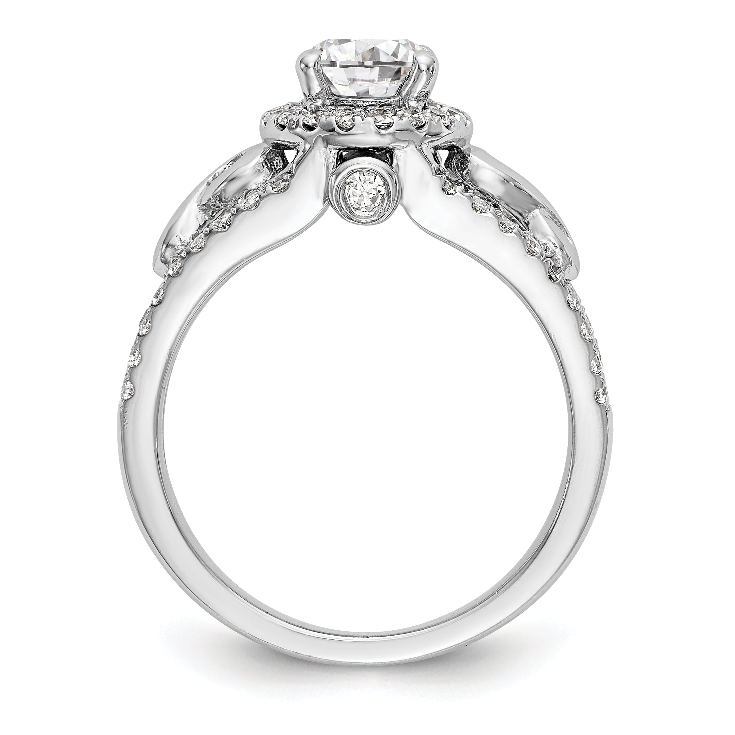 14K White Gold Round Simulated Diamond Halo Engagement Ring