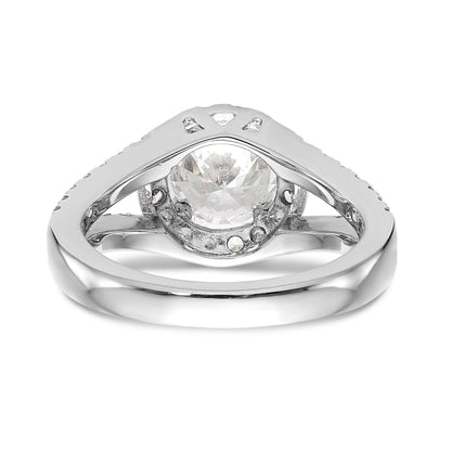 14K White Gold Round Simulated Diamond Halo Engagement Ring