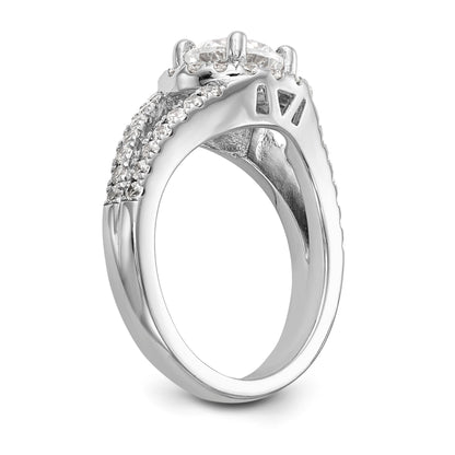 14K White Gold Round Simulated Diamond Halo Engagement Ring